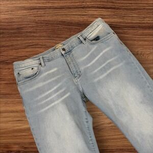 ASH & ERIE Mens Light Wash Distressed Denim Jeans Straight Leg Casual Size 38x25